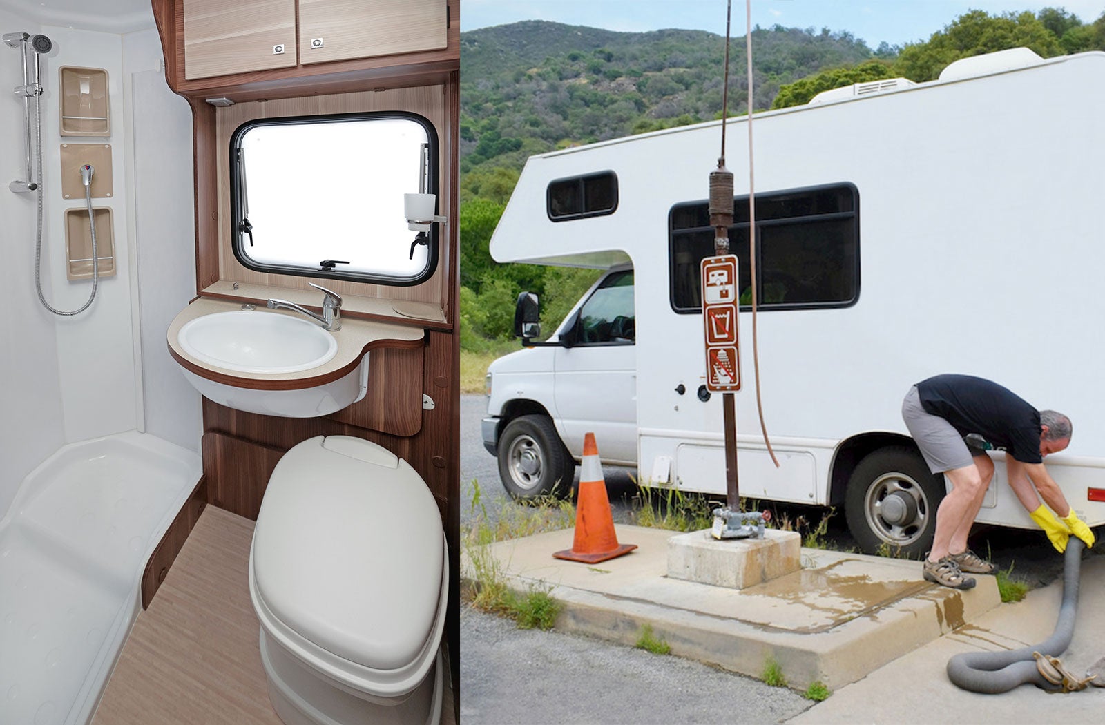 Portable RV/camper toilet and holding tank setup in Bryant, Arkansas