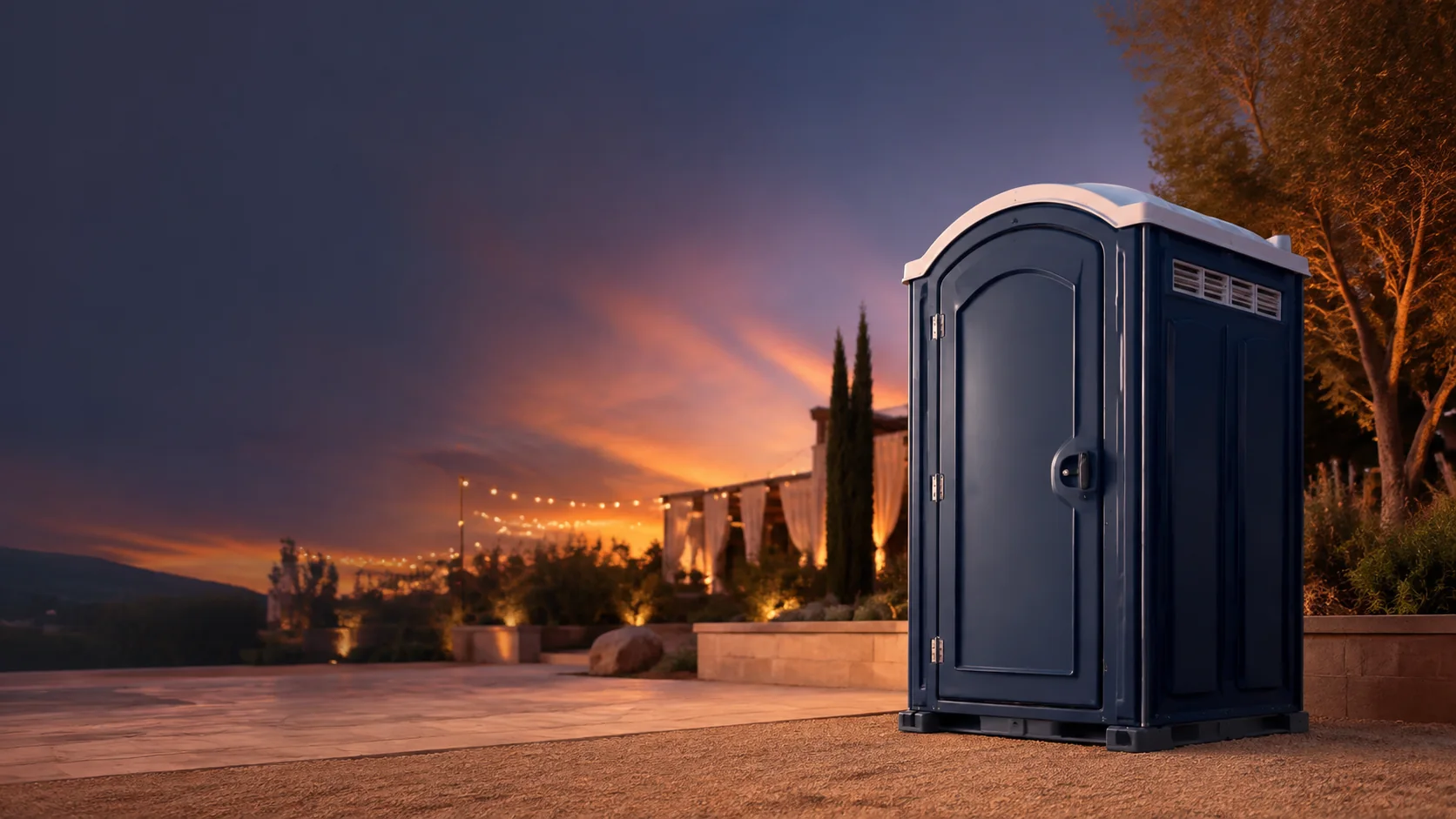 Portable restroom shown for rental planning in Bryant, AR